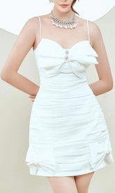 Bandeau-Midikleid mit Riemchen in Weiß